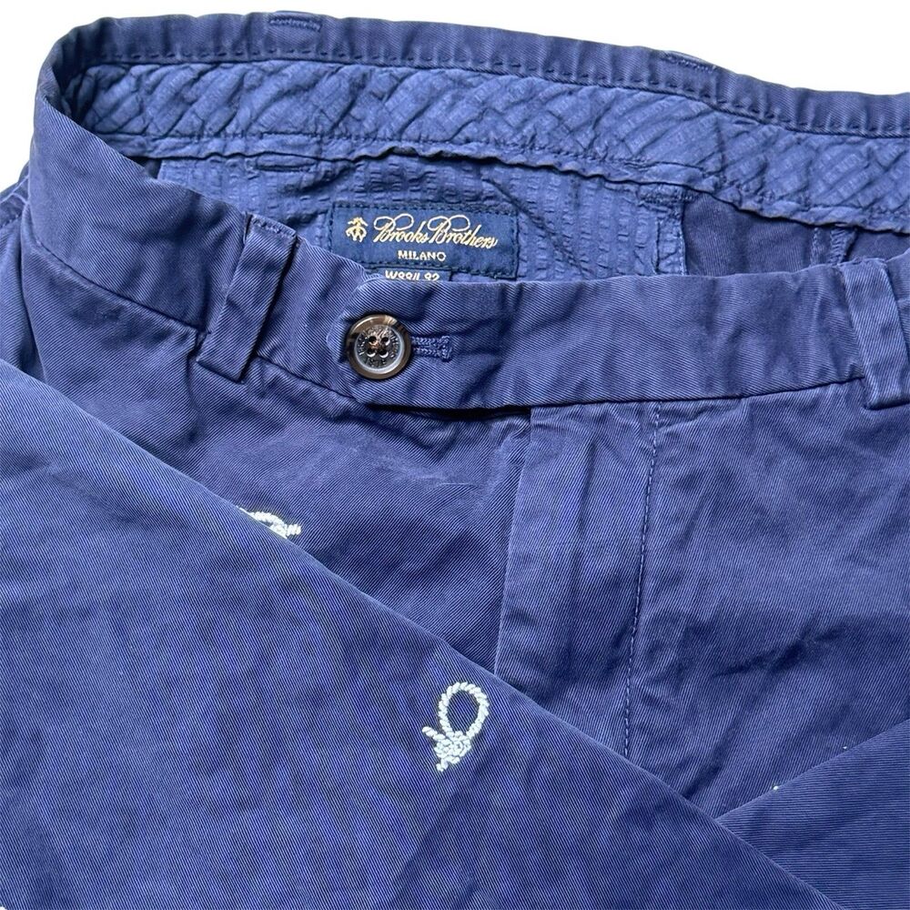 Brooks Brothers Milano Chino Pants Nautical Knots Embroidered 33X32 Navy Blue